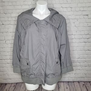 Loft Gray Jacket - 3/4 Sleeves - Zip & Snap Front - Pockets - Size XL